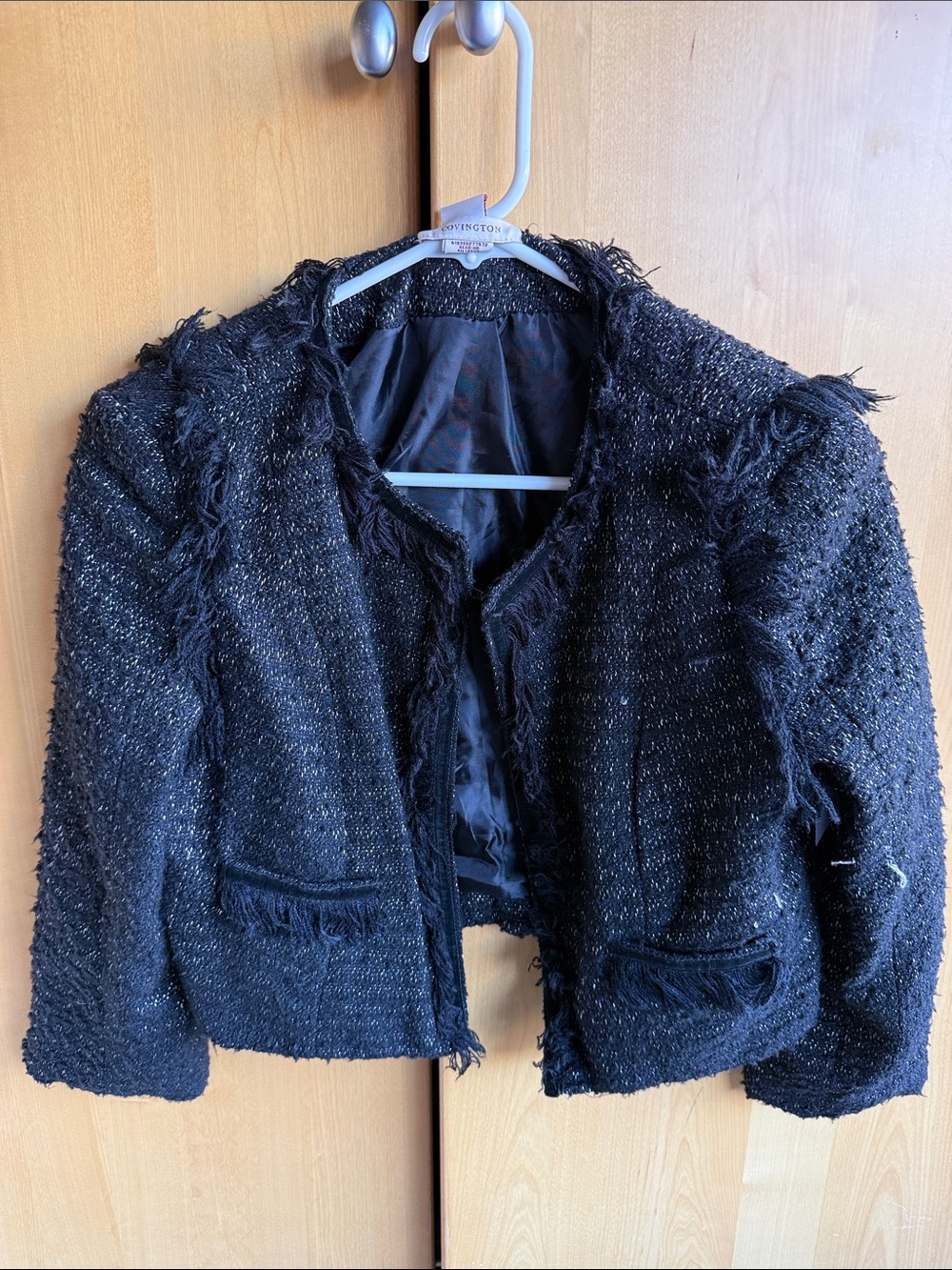 Black & White Fringe Tweed Jacket - Women
